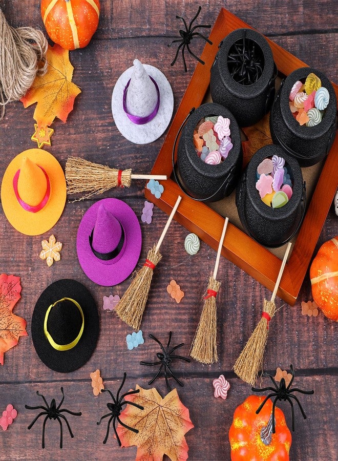 FOIMAS 37pcs Mini Witch Hats Black Candy Cauldron and Witch Brooms for Halloween Craft Accessories Table Decoration Supply - Image 3